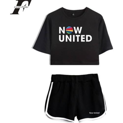 Set Shorts + Beautiful T-shirt Streetwear Girl Sets Print Now United Better Album Two Piece Above Knee, Mini Elastic Waist