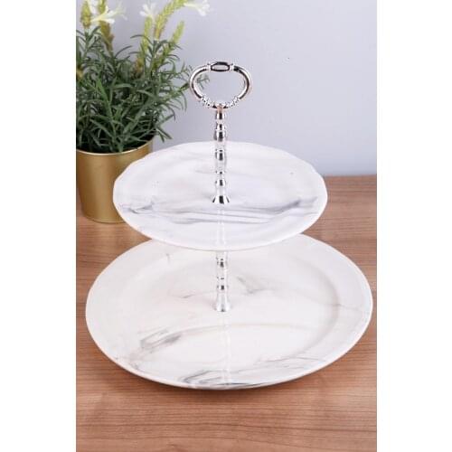 Marble Pattern Round Fruit Kitchen Mother Presentation Tray Storage Container Plate Leggings Spice Snack Jug Glass Babmbu