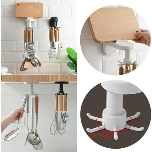 Kitchen Hooks Home Wall Door Adhesive Hook 360 Degrees Rotated Handbag Clothes Ties Bag Hanger Hanging Rack Kitchen Organizer
