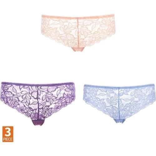 Meizimei Ultra Thin Panties for Women Sexy Lingerie Lace Underwear Plus Size Lingerie Brief Transparent Pants Mid-rise L XL