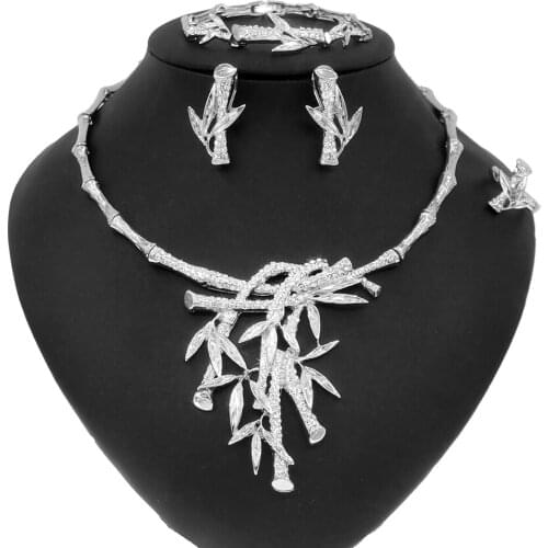 Yulaili Fashion New Silver Bamboo Pendant Jewelry Set and African Woman Girl Dating Party All-match Costume Jewelry Sets Gifts