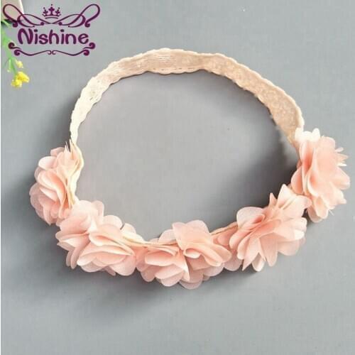 Nishine New Chiffon Flower Headband Bandage Lace Baby Girls Hairpiece Children Hair Accessory Party Christmas Gift