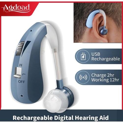 Rechargeable Mini Digital Hearing Aid Sound Amplifiers Wireless Ear Aids for Elderly Moderate to Severe Loss Dropshipping