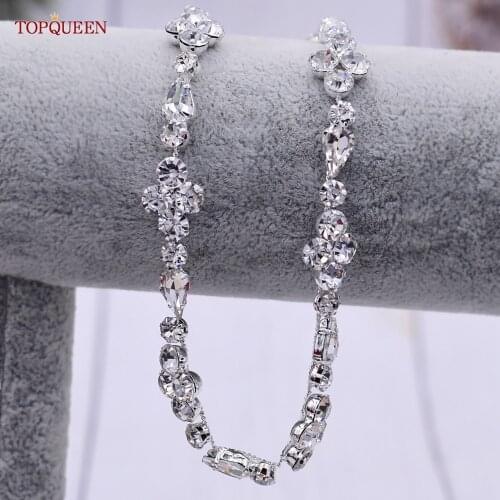TOPQUEEN S305 Thin Belt for Wedding Dress Jeweled Wedding Belt Organza Bridal Belt Rhinestones Evening Gowns Belts Female Belt