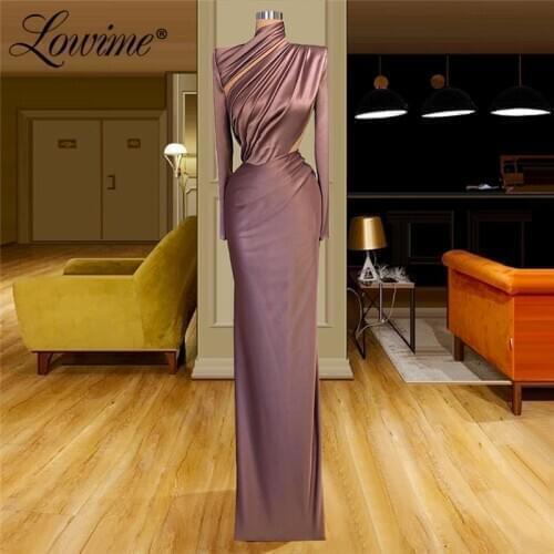 Simple Cut-out Design Satin Evening Gown Dubai Islamic Turkish Women Party Dress Arabic Prom Dresses Mermaid Robe De Soiree 2020