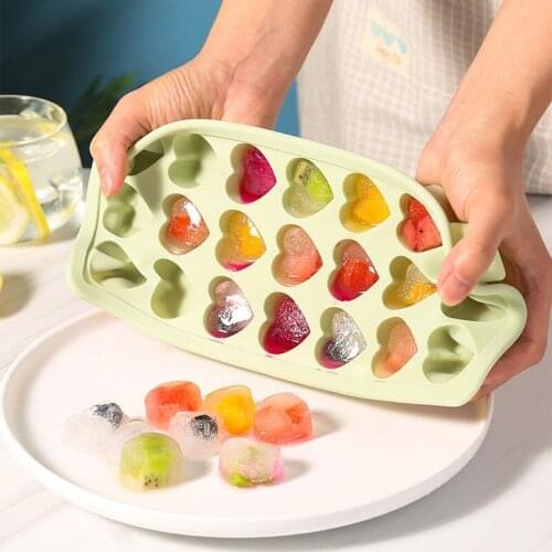 Heart Rectangle Ice Cube Trays with Removable Lids Silica Gel Ice Cube Mold BPA Free
