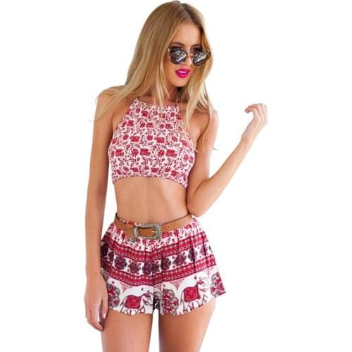 Sexy Halter Crop Top Summer Two Piece Set Tank Top and Short Pants Shorts 2 Piece Outfits Casual Matching Sets Women Clothing