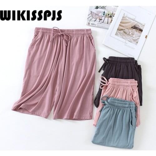 WIKISSPJS 2021 Shorts Summer Loose Home Modal Casual Capris High Waist Big Size Pajama Pants Cute Shorts Lounge Shorts