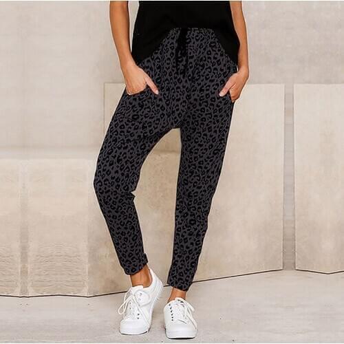 Women Sweatpant Casual Leopard Print Drawstring Elastic Waist Workout Fitness Active Joggers Pants With Pockets