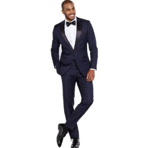 New Arrival Navy Blue MenTuxedos 3 Pieces Wedding Suits For Men Formal Groomsmen Suits Slim Fit Notched Lapel Men Wedding Suits