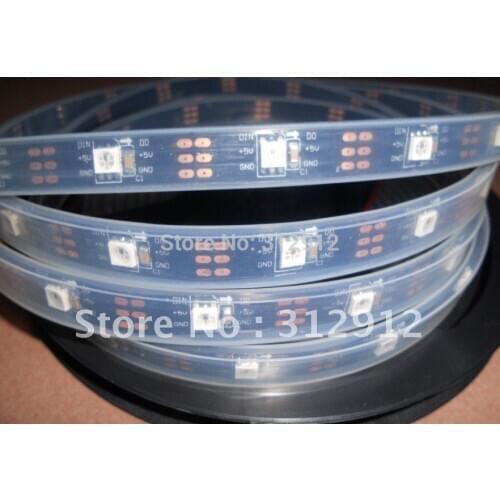 BLACK PCB 5m WS2811 LED digital strip,30leds/m with 30pcs WS2811 built-in the 5050 rgb led chip;waterproof in tube'DC5V input