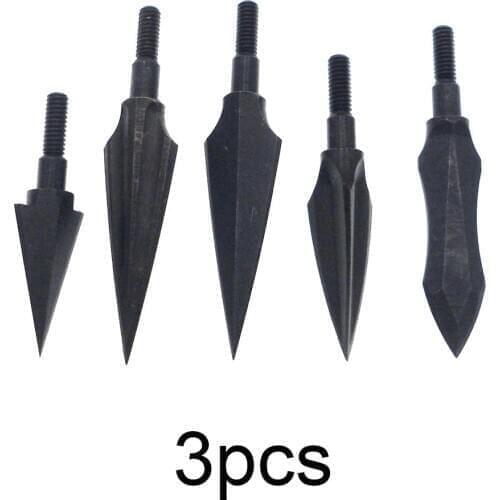 3pcs Black Willow Broadheads Archery Carbon Steel Arrowhead Practice Tips