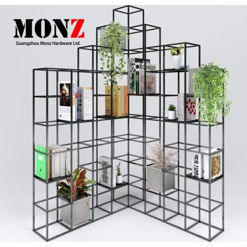 Magic Shelf Nordic living room shelf floor simple storage shelf office multi-layer modern creative stitching black bookshelf MON