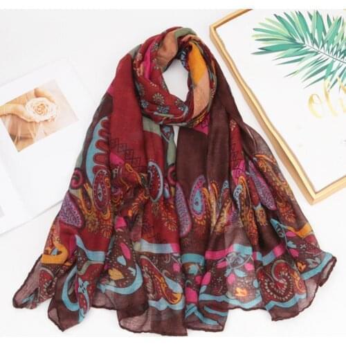 Voile Scarf Women Ethnic Style Wrap Printed Cotton Linen Shawl Decor Photo Props