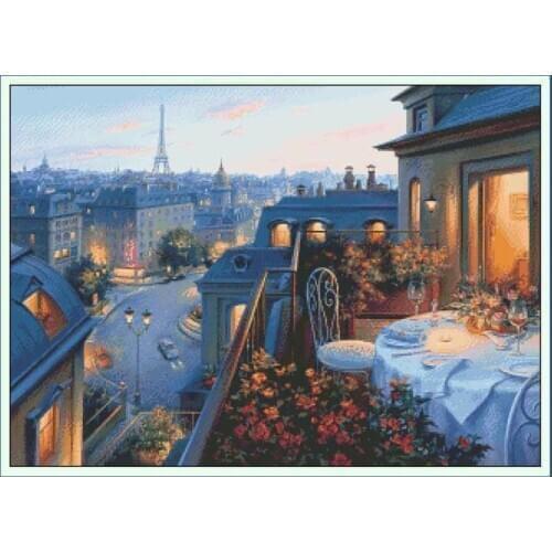 Paris Scenic City under the Dusk For Embroidery Needlework Crafts 14CT Unprinted DIY Quality Cross Stitch Kits Handmade Arts