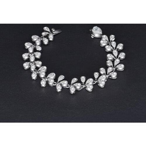 Luxury Lucky Leaf Shape Charm Bracelets for Women Solid Silver 925 Fine Jewelry Bangle Bracelet Wedding Party Gift Wholesale