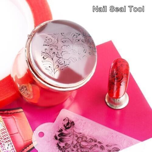 1 Set Mirror Nail Stamper Clear Silicone Head Manicure Scraper Polish Transfer Template Kits With Cap Nail Art Stamping Plate