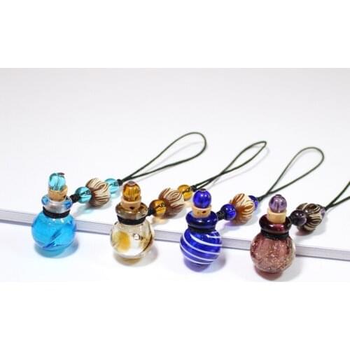 1PC Essential Oil Bottle Aromatherapy Bottle Pendant Cellphone Straps Murano Glass Perfume Bottle keychain Diy Jewelry Gift