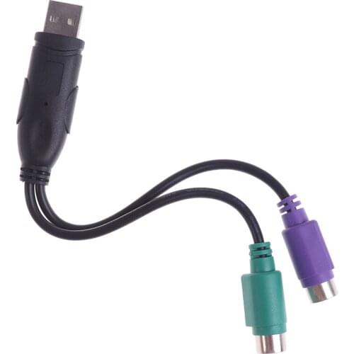 1Pc USB To PS/2 PS2 Cable Adapter USB Male To PS/2 Female Converter Cable Cord Adapter Keyboard Mouse Scanner