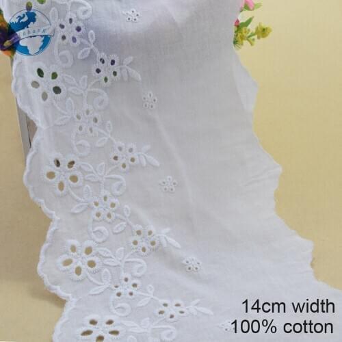 10yards 14cm width 100% Cotton embroid lace sewing ribbon guipure trim wedding lace DIY Garment Accessories african lace#3310