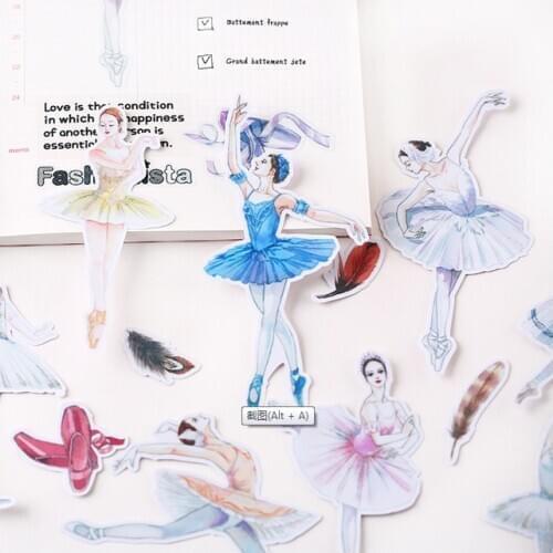 14pcs Creative cute kawaii self-made Character ballet hand painted scrapbooking stickers/decorative /DIY craft photo albums