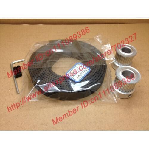 2pcs HTD 3M Timing Pulley 24 teeth Bore10mm + 3Meters 3M open timing belt Rubber width 15mm fit for engraving laser CNC machines