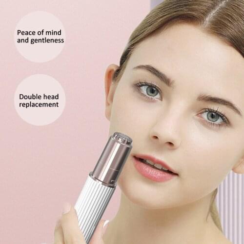 2 IN 1 Rechargeable Electric Eyebrow Trimmer Epilator Female Body Facial Lipstick Shape Hair Removal Mini Painless Razor Shaver