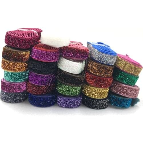 5Y 30 Color Colorful Glitter Fold Over Elastic FOE For DIY Apparel Wedding Party Gift Strap Sewing Accessories