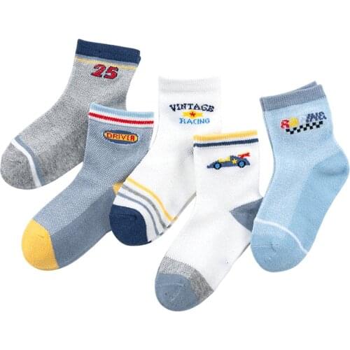 5 Pair Cute Soft Breathable Cotton Toddler Children Boys Socks Kids Mesh Sock for Boy 1-12Years