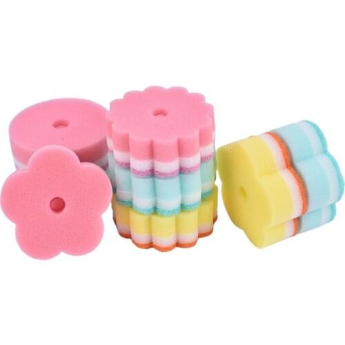 5pcs Flower Shape Sponge Brush Tableware Glass Wash Dishes Sponge Kitchen Home Christmas Cleaning Tool Sponges Scouring Pads