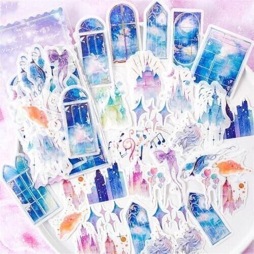 60pcs Cute Princess Castle Sticker for Children Gifts Feather Flower Gilding Washi Stickers Kawaii Stationery DIY Scrapbooking