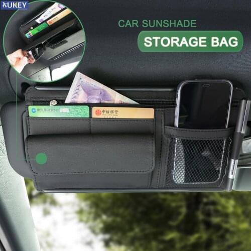 Car Sun Visor Glasses Storage Bag Interior Sunshade Plate Sunglasses Organizer for Card Sun glasses Holder for Auto Accessory