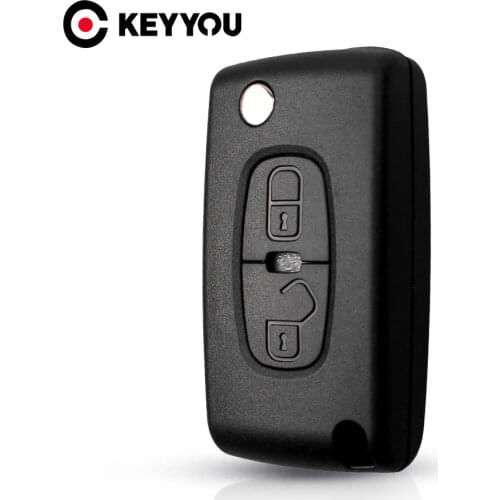 KEYYOU 2 Button Fob Car Key Case Flip Remote Key Shell For Peugeot 4007 ET 4008 For Citroen C-Crosser C4 Fob MIT-11R blade