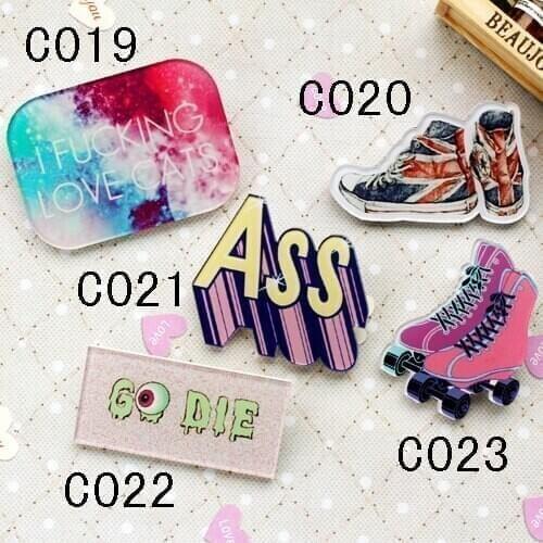 Broche acrilico/acrylic brooch/pin badge/brosche/2016 new fashion cute harajuku accessories/pin for clothes wholesale/ice skates