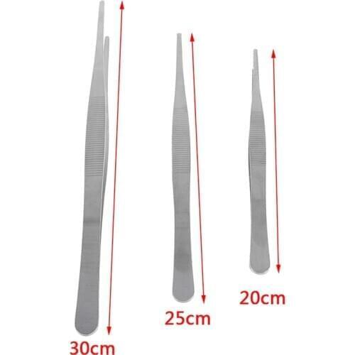 Long Barbecue Food Tong Stainless Steel Straight Tweezer Toothed Tweezer Home Garden Kitchen BBQ Tool