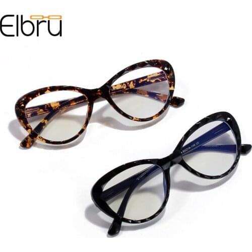 Elbru Anti-blue Light Plain Glasses Cat Eye Glasses Frame Clear Flat Lens Spectacles Colorful Fashion Comfort Eyeglasses Unisex