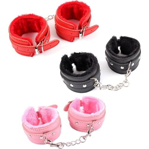 Erotic Furry Plush Handcuffs Fetish Slave Bdsm Bondage Restraints Ankle Cuffs Goods for Adult Games Sex Toys for Couples