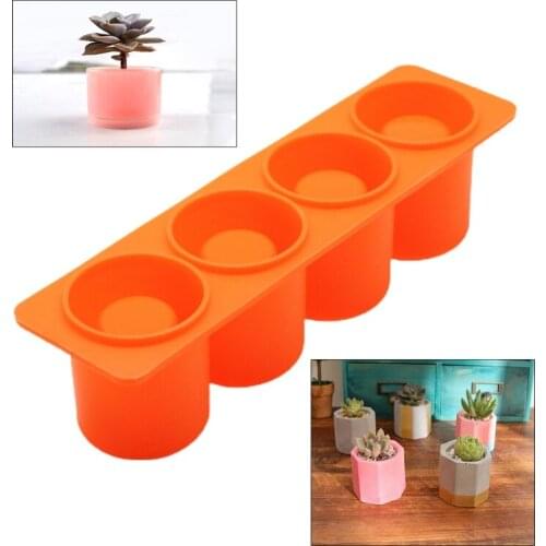 Succulent Plants Pot Concrete Mold 4 Holes Crafts Pen Holder Clay Silicone Mould Epoxy Resin Molds for DIY Craft Making