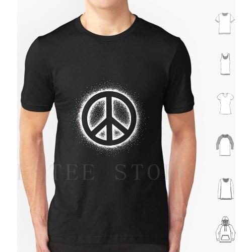 Peace-White T Shirt DIY Big Size 100% Cotton Peace Symbol World Humanitarian Activist Activism Logo Hippie Nuclear Disarmament