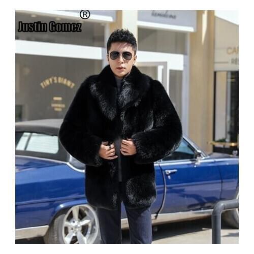 Hot Promotion Warm Cut Wind Male Mens Clothing Thick Black High-end Real Fox Fur Jacket Man Outwear Winter Men Jacket And Coat