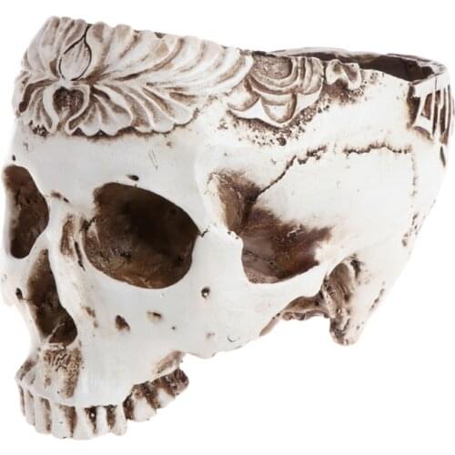 3 Types Resin Gothic Skull Head Design Flower Pot skull model Planter Container Home Bar Garden Ornament Decor Scare Crafts Gift