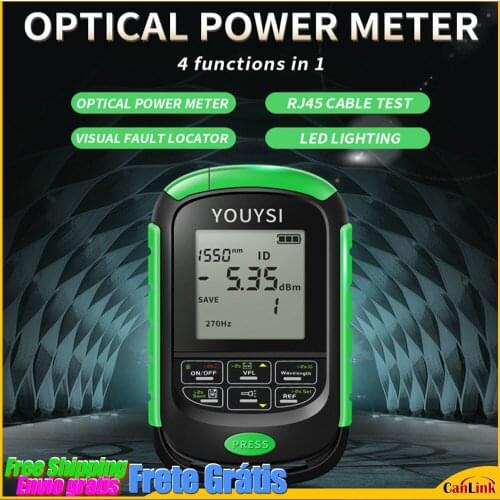 4in1 Optical Fiber Power Meter Network Cable Test Optical Fiber Tester Visual Fault Locator LED Light Rechargeable battery