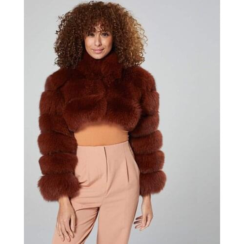 Top Selling Cropped Coat Women Premium Quality Fox Fur Jacket 2021 New Winter Fashion Overcoat