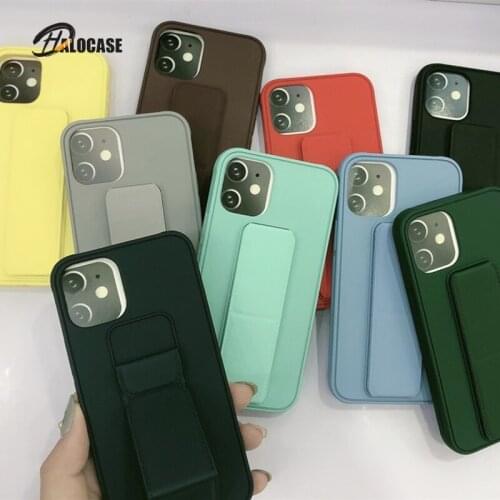 Magnetic Bracket Color Holder Case For iphone 12 Pro 11 Pro Max X XS max XR 7 8 6 Plus Leather Wrist Strap Soft Silicone Cover