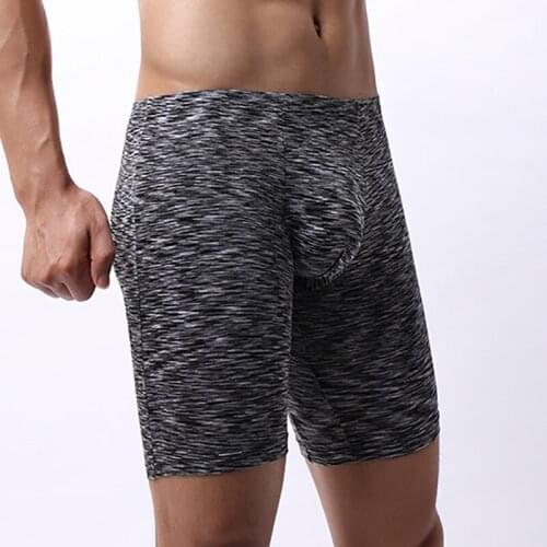 Mens Underwear Long Boxer Shorts Plus Size Bugle Pouch Boxershorts Calzoncillos Underpants Panties Cueca Trunks Sleep Bottoms