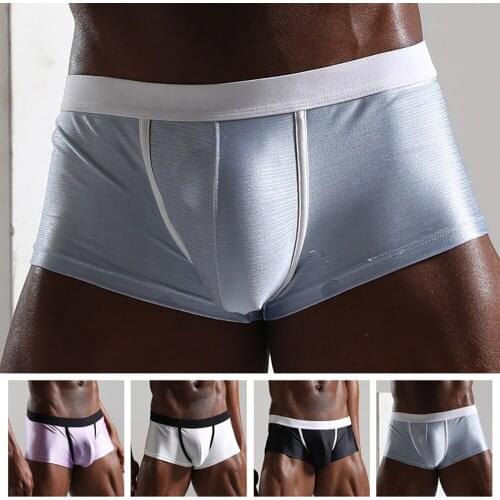 Men Underwear Sexy Sport Boxer Solid Color Breathable Home Shorts Bulge Pouch Panties Knickers Midi Waist Underpants Male New