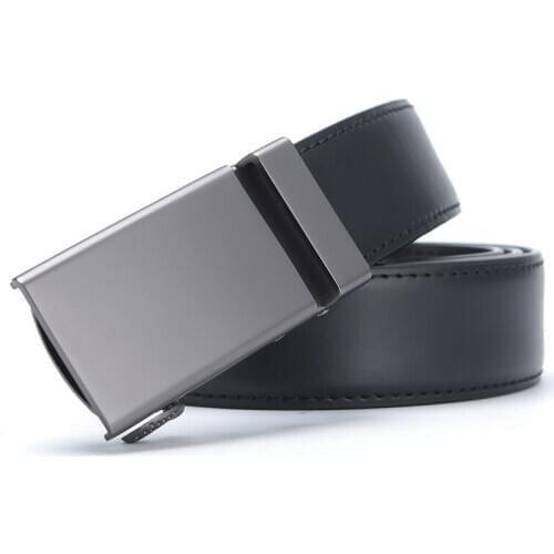 100% Genuine Cow Leather Belt Men High Quality Black Metal Automatic Buckle Male Waist Strap 90cm-135cm Length Free Shipping