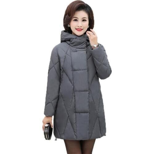 New Mid-Age Winter Women Coats 2018Plus Size 5XL Down Cotton Jacket Hooded Female Cotton-Padded Winter Jackets Thick ParkasQ1043