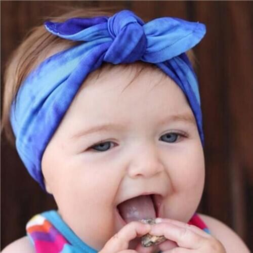NEW Knot Headband Ear for Little Girls/Newborn Tie-Dyed Top Headband Girls Elastic Hair Band Kids Elastic Head Wrap