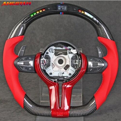 LED and Carbon Fiber Perforated Leather Steering Wheel Fit For BMW M5 Series X1 X2 X3 X4 X5 X6